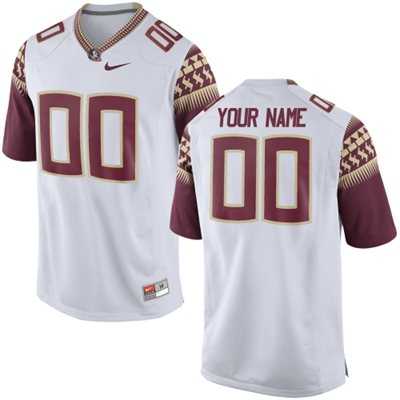 Men's Florida State Seminoles 2015 Nike White Customized Replica Football Jersey-0